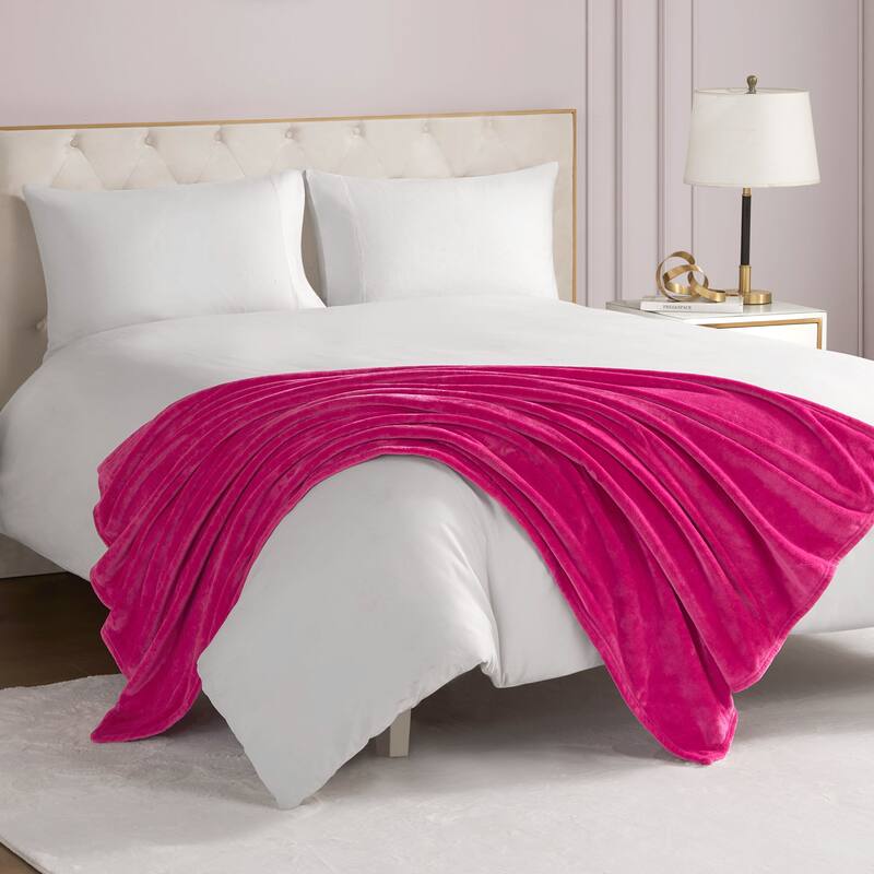 Juicy Couture Solid Plush Throw Blankets