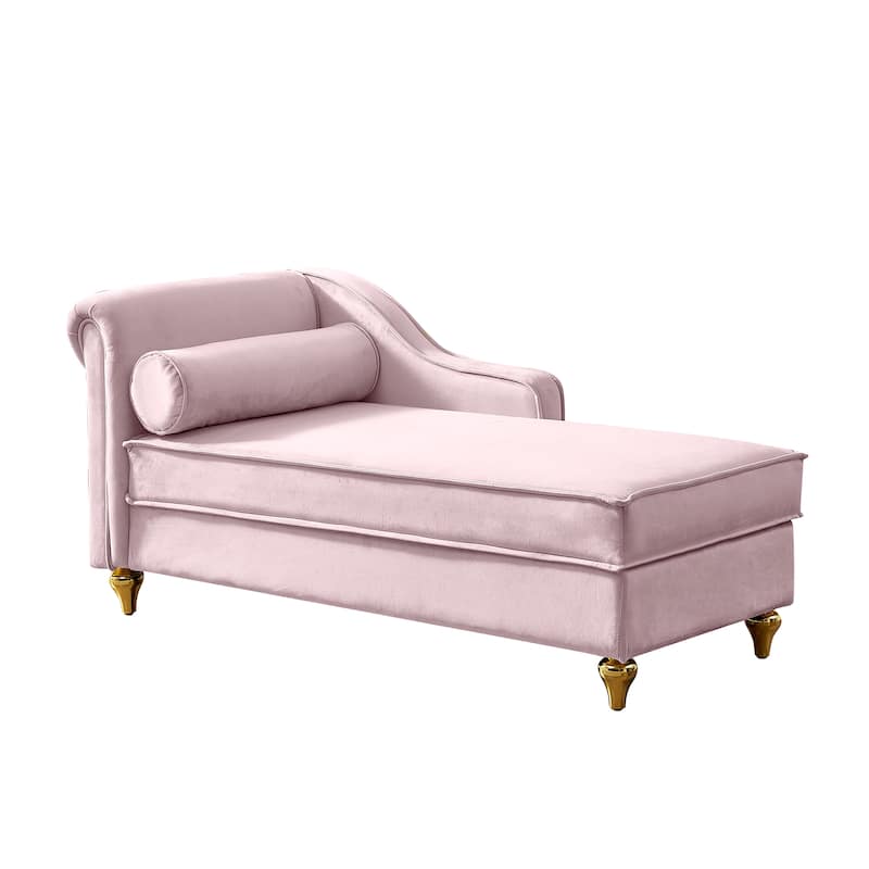 Pink 60.6" Velvet Chaise Lounge Chair