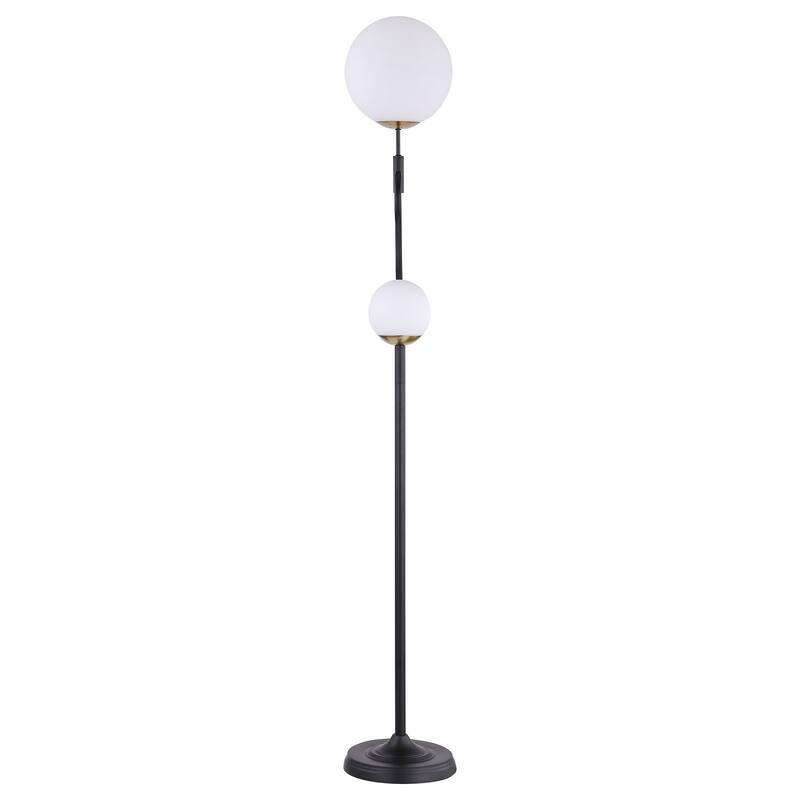 Dacki 69-Inch Dual Spherical Bulb Metal Floor Lamp Black