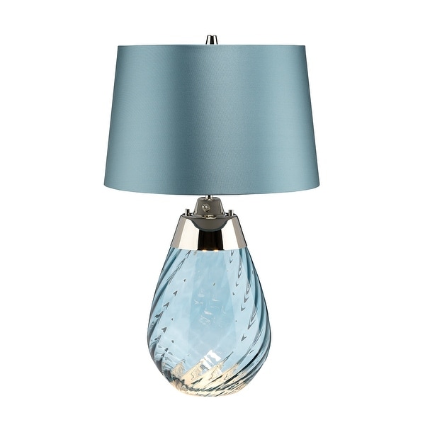 Small Lena Table Lamp in Blue with Blue Shade 13.75 x 13.75 x 24