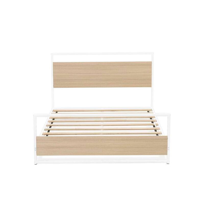 Platform Bed Frame with Metal Legs - Modern Wood Bed