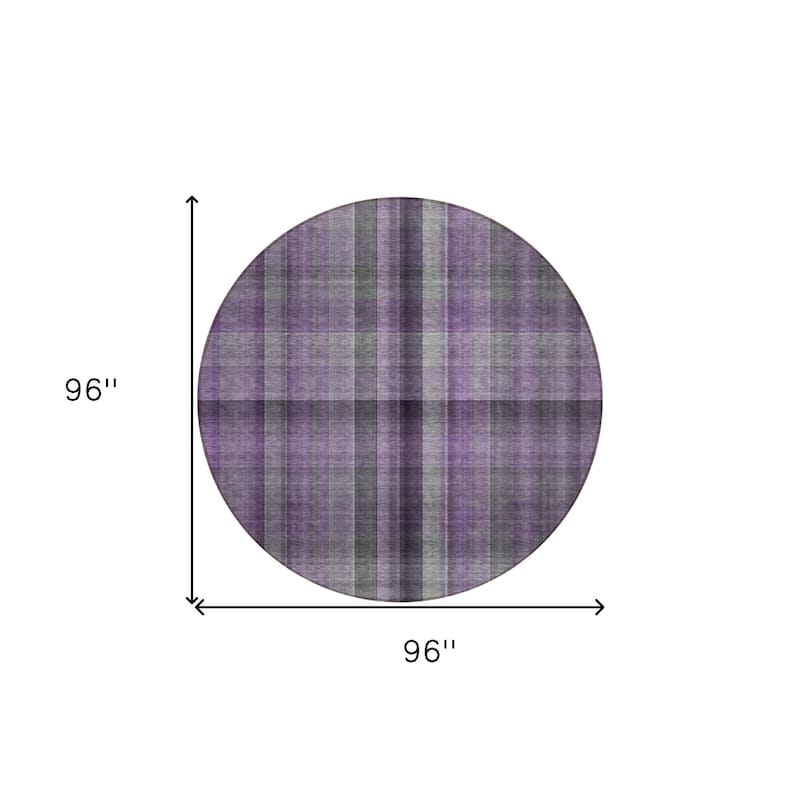 Hafi Plaid Weather Resistant Timeless Fusion Round Outdoor Rug - 8' Round