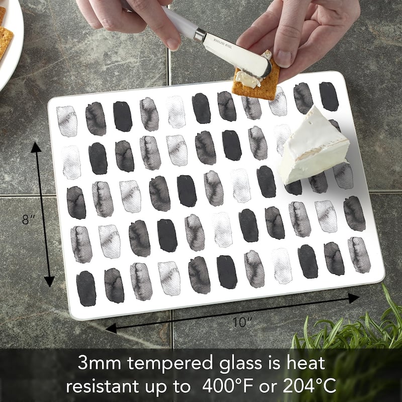 Paint Stripes 3mm Heat Tolerant Tempered Glass Cutting Board 10” x 8” Manufactured in the USA Dishwasher Safe