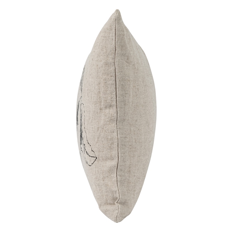 24" Linen Blend Lumbar Pillow with Saying Text, Flowers, and Bird Designs - 24.0"L x 12.0"W x 0.5"H