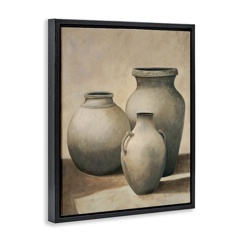 Stupell Trio of Vases Still Life Framed Floater Canvas Wall Art Design By André Mazo