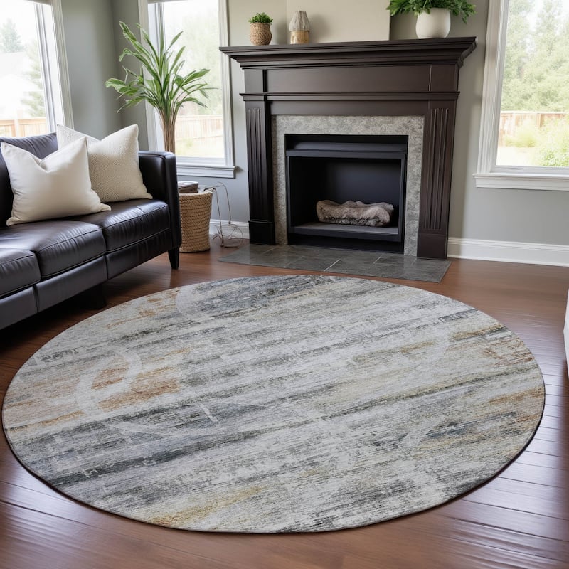 Premium Washable Super Soft Casual Contemporary Mayfield Rug - Silver - 8' x 8'