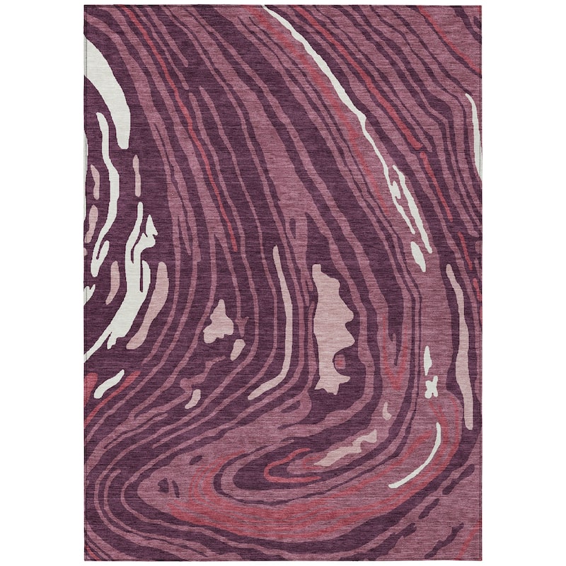 Machine Washable Indoor/ Outdoor Abstract Brushstrokes Chantille Rug