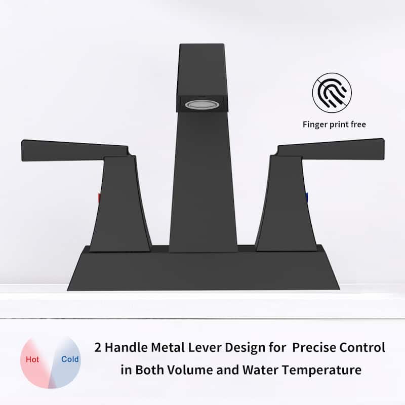 2 Handle Bathroom Vanity Sink Faucet with Pop Up Drain and Supply Line, Ceramic Valve Cartridge, Anti Corrosion, Water Saving