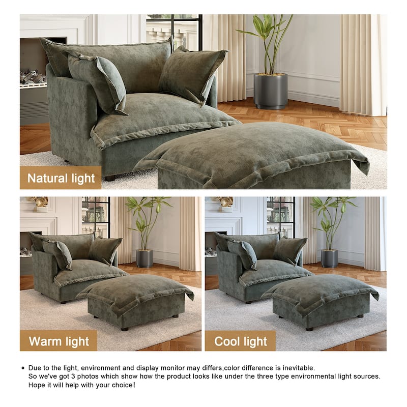 Modern Cloud Chaise Longue Accent Chair with Ottoman set