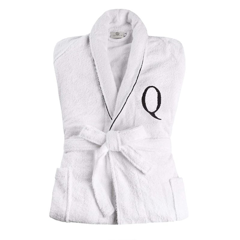 Superior 100% Cotton Embroidered Adult Unisex Luxury Bathrobe - Small-Medium - Letter Q