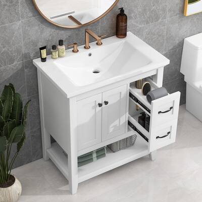 Vanity Cabinet with Multi-Functional Drawer