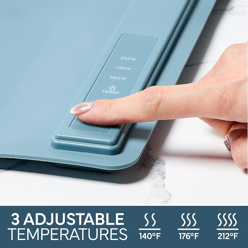 COOK WITH COLOR 350W Electric Food Warming Mat - Portable, Adjustable, Quick Heating Auto Shut-Off, Rollable Silicone Pad