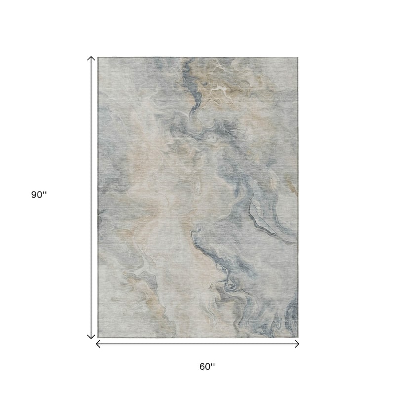 HomeRoots Abstract Modern Rectangle Outdoor Rug