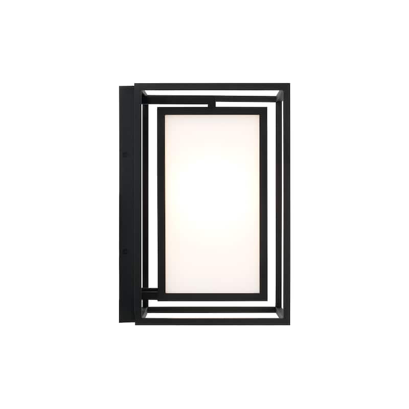 12.50"W x 19.50"H 1-Light Outdoor Modern Square Rectangle Wall Lantern in Black with Soft White Glass
