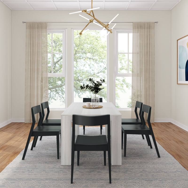 Plank and Beam 72" Modern Solid Wood Table and Chairs Dining Set