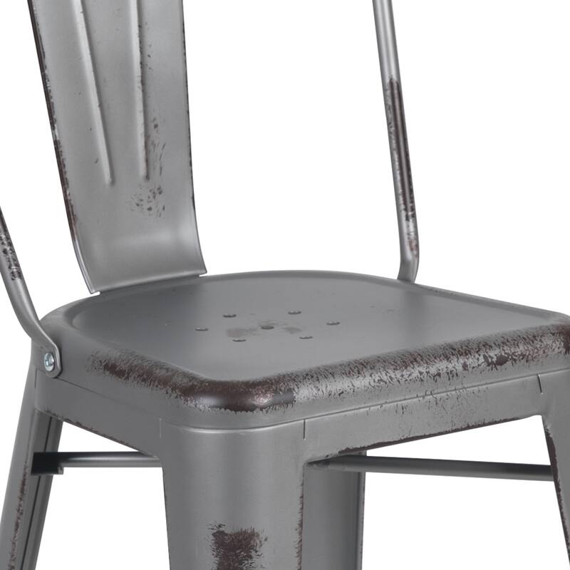 Distressed Metal Indoor/ Outdoor 24-inch Counter Stools (Set of 4)