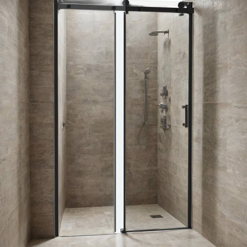 Single-Slide Shower Door w/ 8mm Tempered Glass, Stainless Steel Frame