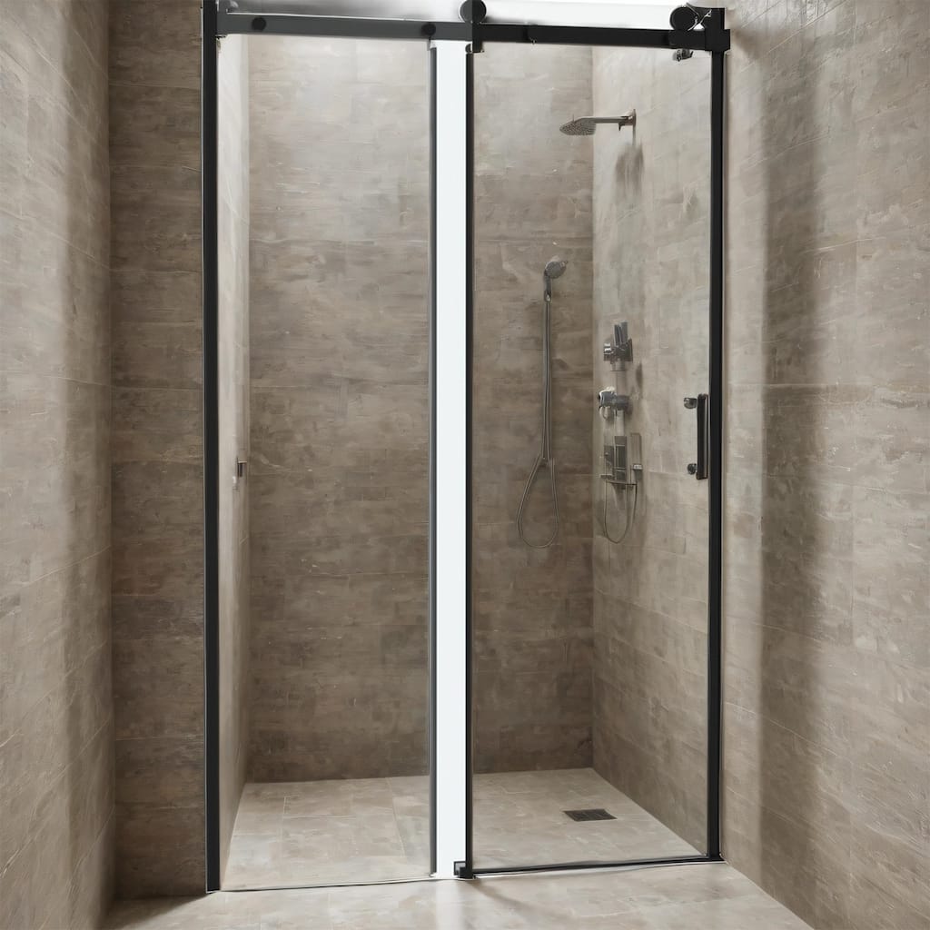 Single-Slide Shower Door w/ 8mm Tempered Glass, Stainless Steel Frame