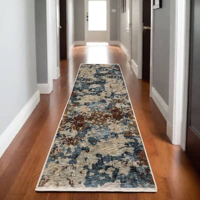 HomeRoots Abstract Modern Runner Area Rug