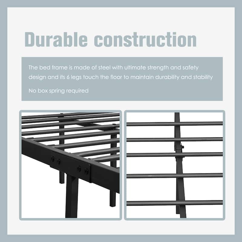 Alazyhome Simple Vintage Metal Platform Bed Frame, Easy-Assembly