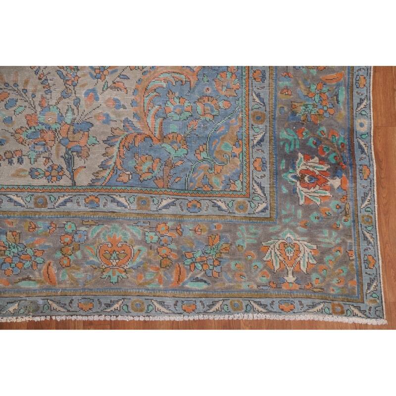 Hand Knotted Oriental 100% Wool Carpet Traditional Medallion Green Tabriz Area Rug - 12' 7'' X 9' 7''