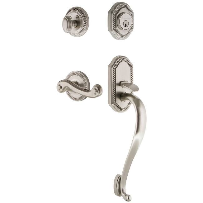 Grandeur Newport Solid Brass Rose Right Handed Keyed Entry Single - Satin Nickel