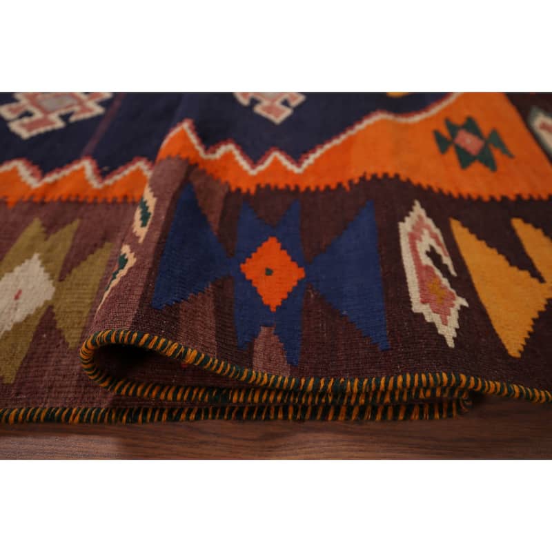 Kilim Qashqai Nomadic Persian Vintage Area Rug Flatweave Wool Carpet - 4'6"x 6'3"