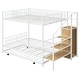 preview thumbnail 31 of 30, Versatile Design Twin over Full Metal Bunk Bed with Trundle and Lateral Storage Practical Step Ladder and Built-in Wardrobe