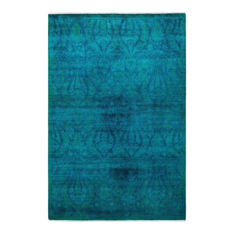 Contemporary Overdyed Wool Hand Knotted Area Rug - 4' 2" x 6' 1"