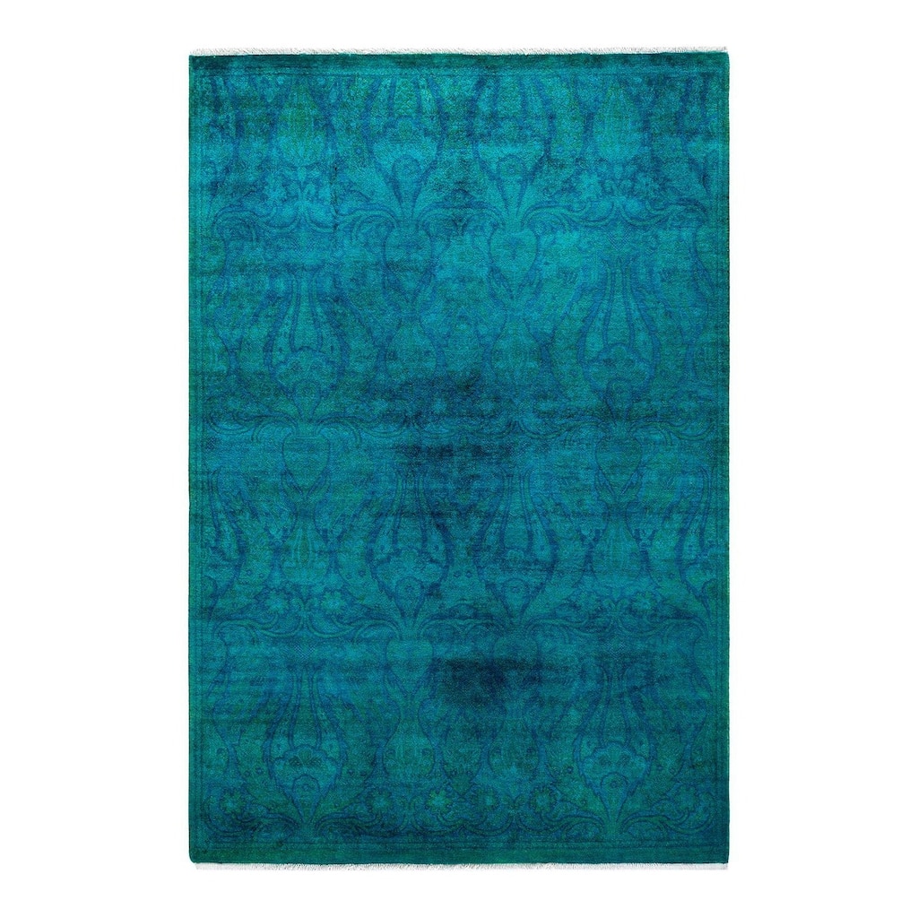 Contemporary Overdyed Wool Hand Knotted Area Rug - 4' 2" x 6' 1"