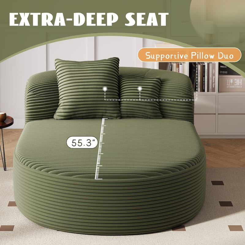 Modern Chaise Lounge Sofa Boneless Couch 51.6" Sofa Bed Compression Sofa Couch With Two Supportive Pillows
