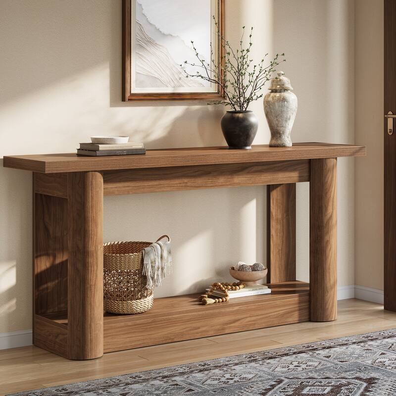63-Inch Farmhouse Console Table for Entryway, 2-Tier Storage - 62.99" W x 11.81" D x 31.5" H