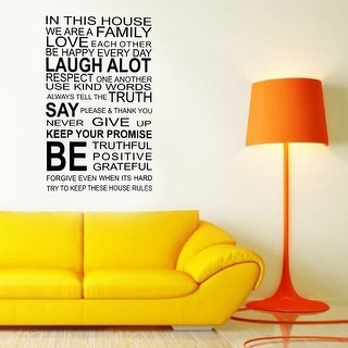 Walplus Family Rules Quote Wall Sticker Peel and Stick Art Home Decor