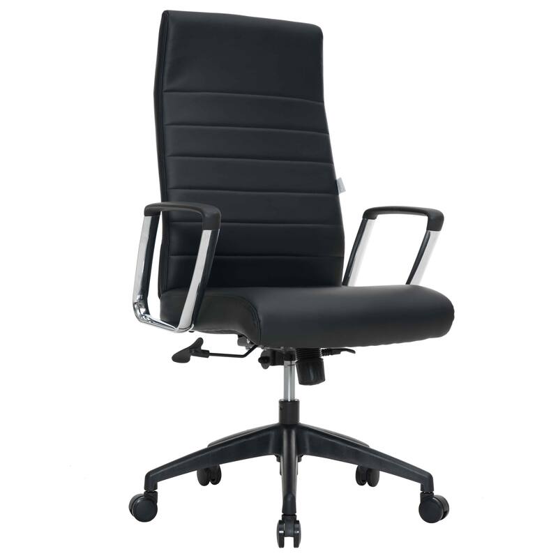 Hilton Modern High Back Ergonomic Leather Office Chair with Adjustable Height, Swivel, and Tilt for Conference or Executive Desk - Black