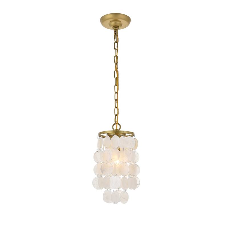 Selene 1 light Brass Pendant - Brass and White