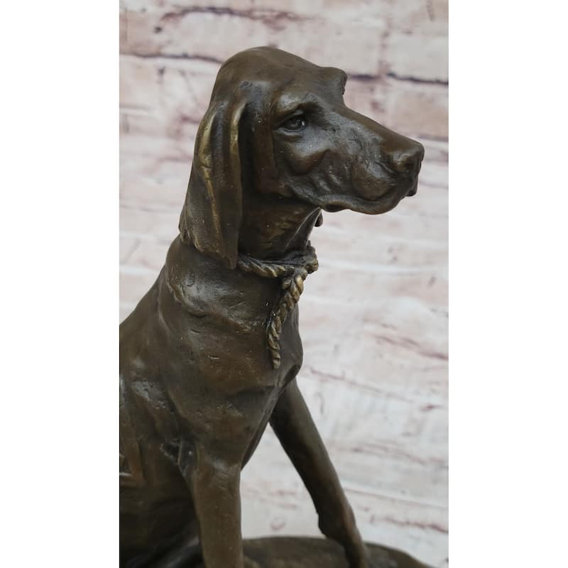 Bronze Service Imitative Dog W/ Vest Statue Sculpture Figure Figurine 10” X 10”