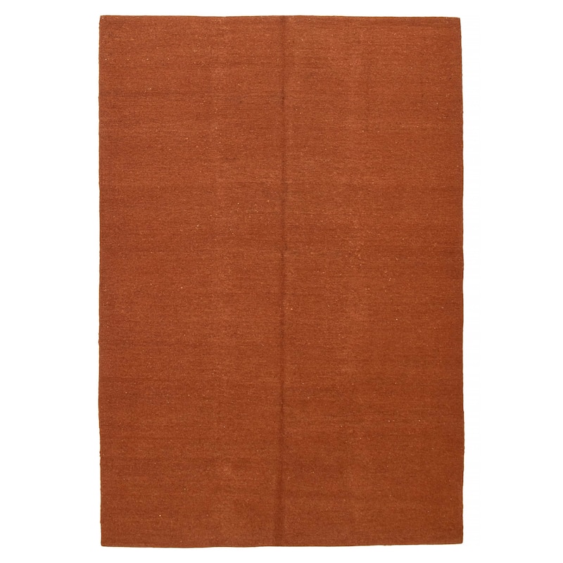 ECARPETGALLERY Flat-Weave Natural Brown Wool Tapestry Kilim - 6'8 x 9'10 - Brown - 6'8 x 9'10