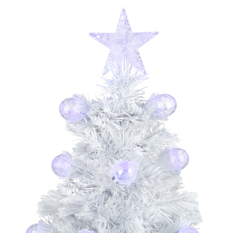 3' Pre-Lit White Fiber Optic Artificial Christmas Tree, White Lights - 3 Foot