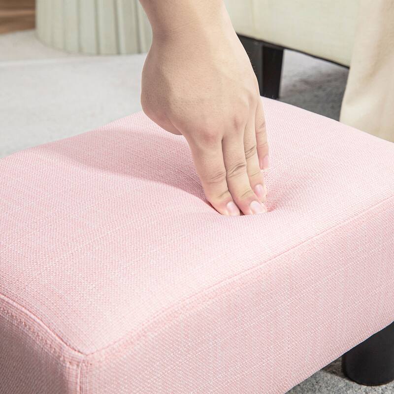 16" Cube Modern Linen Footrest Ottoman