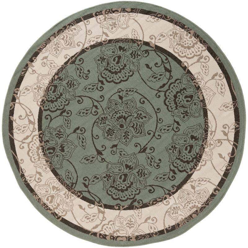 Janelle Indoor/Outdoor Transitional Floral Border Area Rug