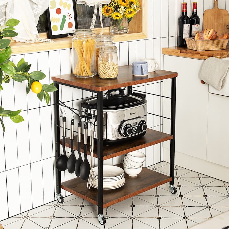 Costway 3-Tier Kitchen Baker's Rack Microwave Oven Storage Cart w/ - See details