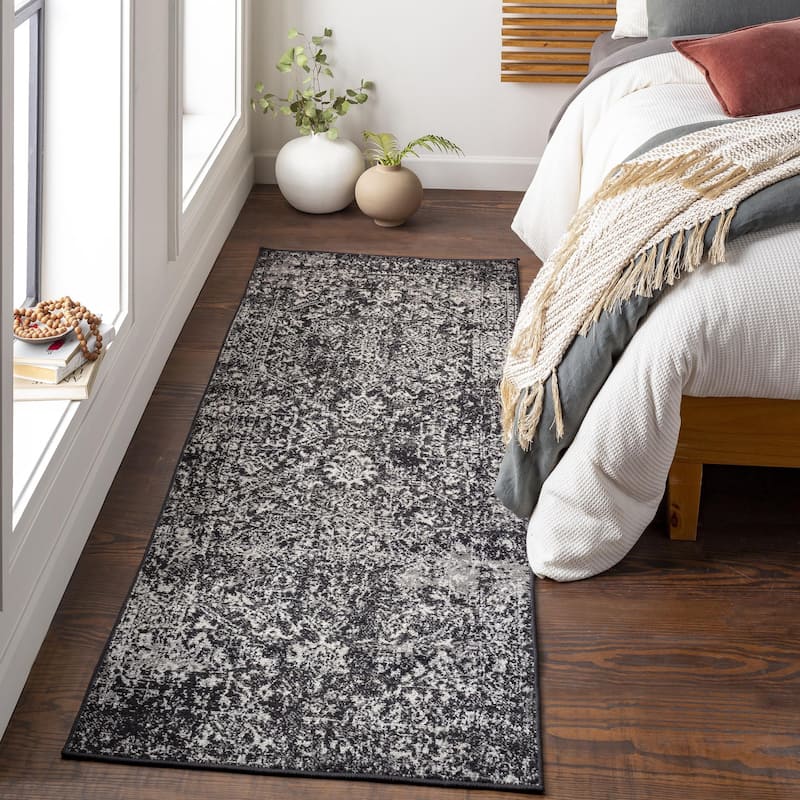Livabliss Harput Updated Traditional Medallion Area Rug - Charcoal - 2' 7" x 7' 3"