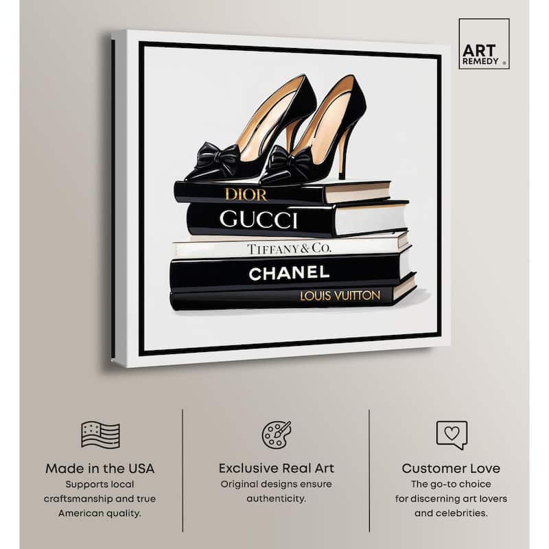 Ink Books and Heels Canvas by Art Remedy, Gallery Wrapped