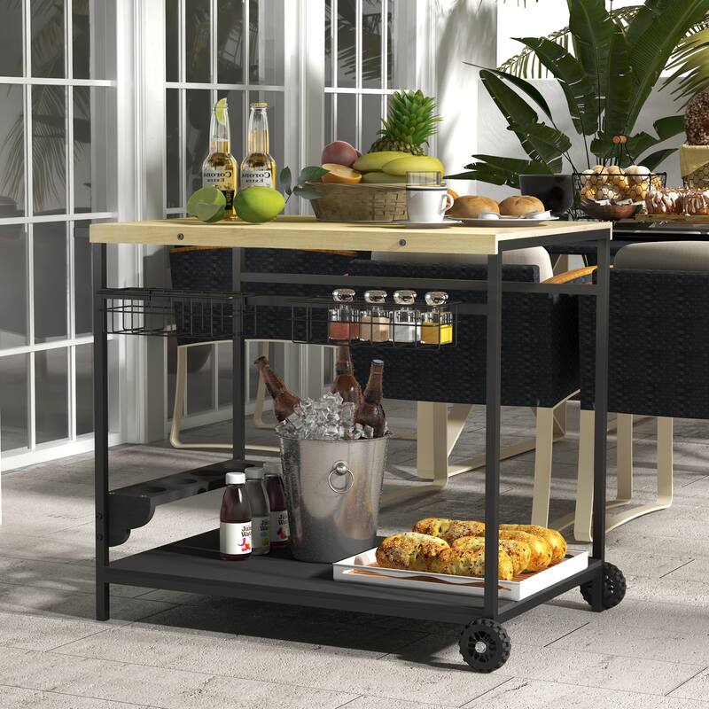 Patio Rolling Serving Cart with Wheels