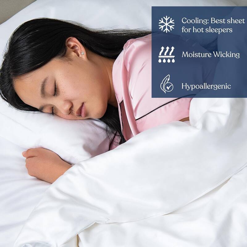 Delara 100% Eucalyptus Lyocell Tencel Fitted Sheet & Pillowcases, Naturally Cooling, Moisture-Wicking, Smooth & Breathable