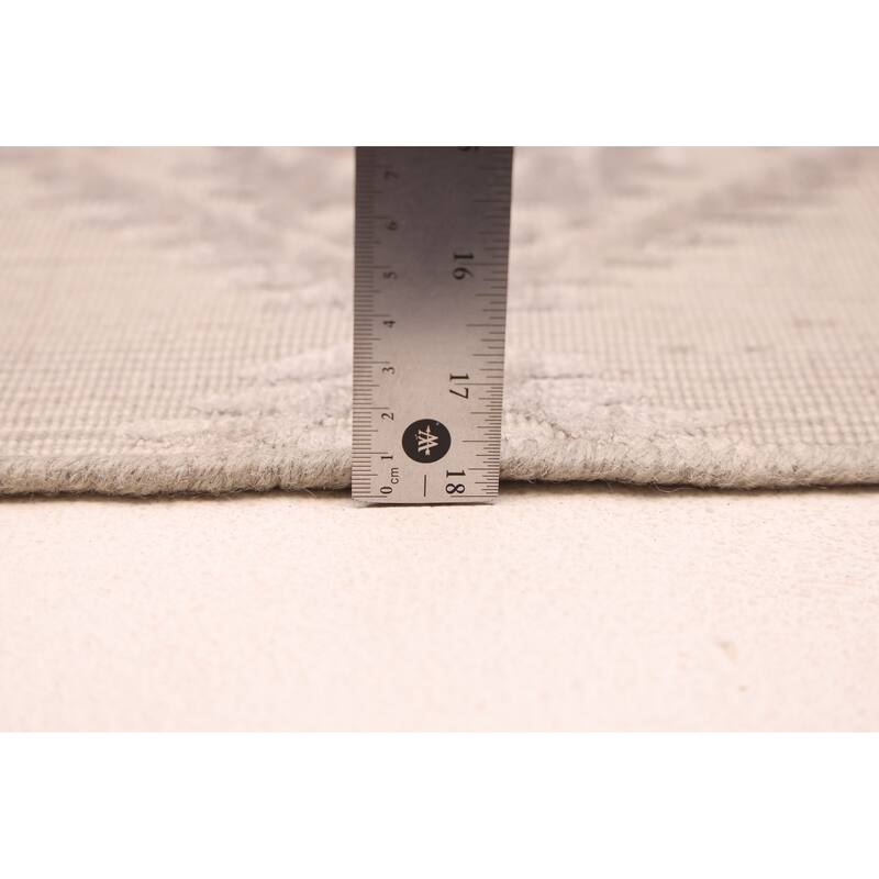 ECARPETGALLERY Hand Loomed Elysian Light Grey Viscose, Wool Rug - 8'1 x 10'3