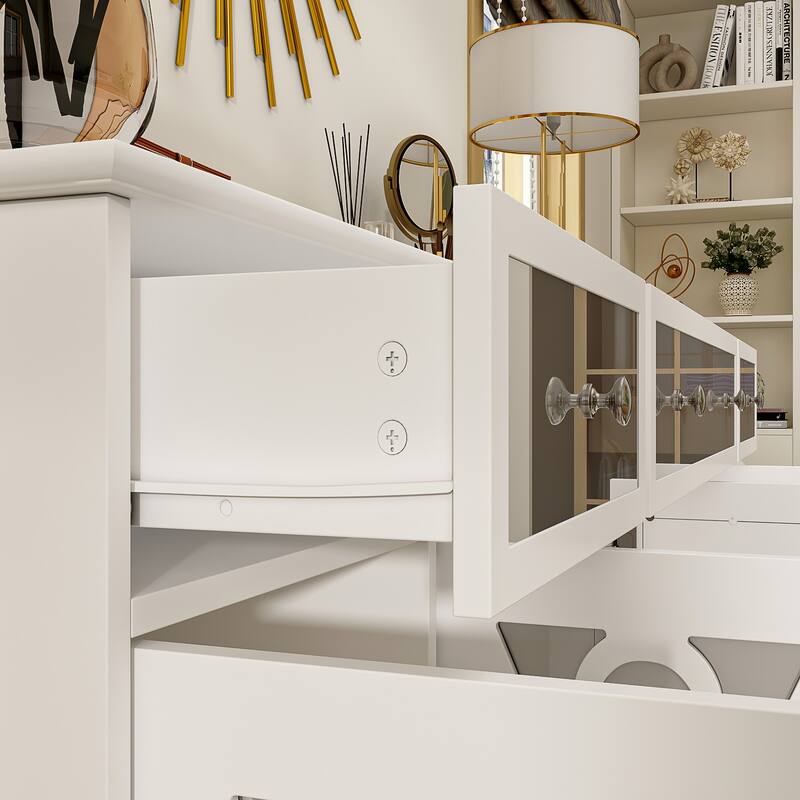 55.1" Accent Storage Cabinet Mirror Sideboard Buffet Cabinet Buffet