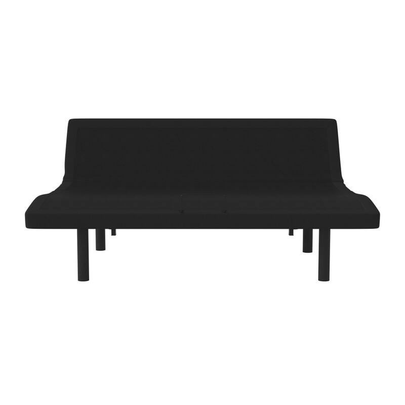Upholstered Adjustable Bed Base with Wireless Remote in Black