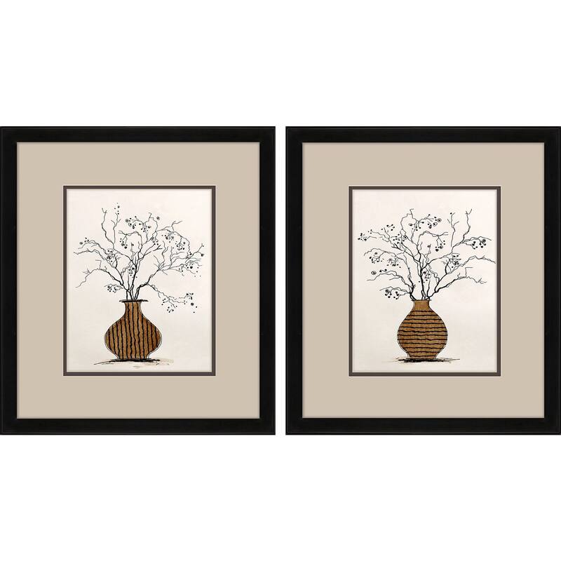 HomeRoots Set Of Two Branches in Urn Black Framed Wall Art