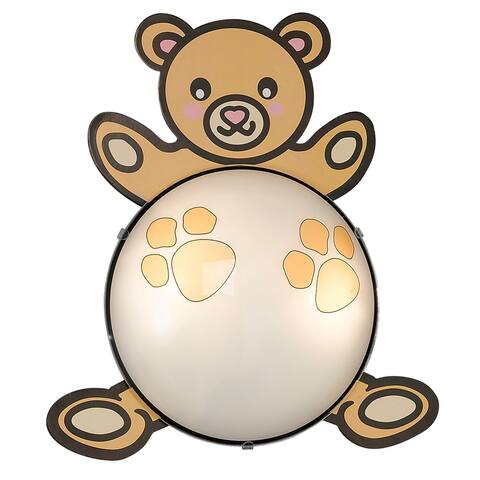 Eglo Nely 1-Light Tan and Cream Children's Bear Design Wall Sconce